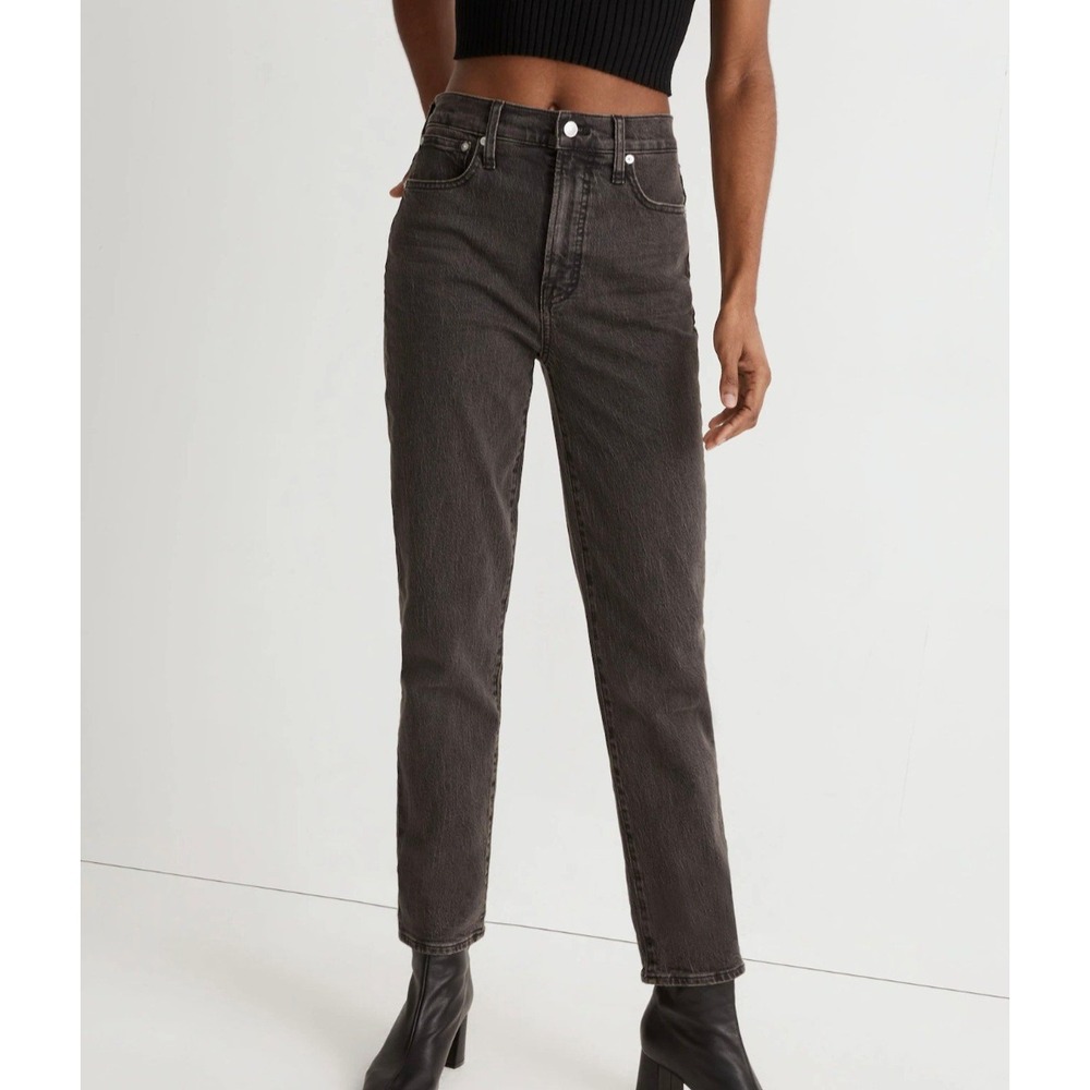 Madewell The Perfect Vintage Jean Faded Black Raw Hem Straight Leg 27